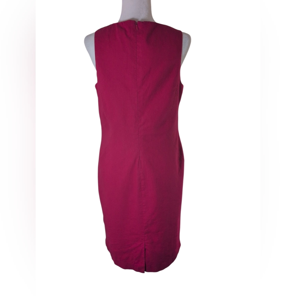 J. G. Hook Women's Sheath Dress 10 Red Linen/Cotton Lined Knee Length Classic - Picture 8 of 12